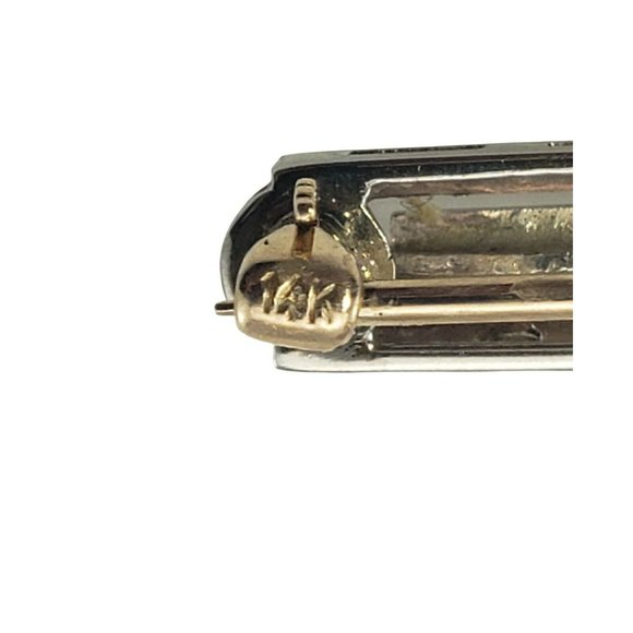 Vintage 14 Karat Yellow and White Gold and Diamond Bar Pin #10797 - Picture 6 of 7